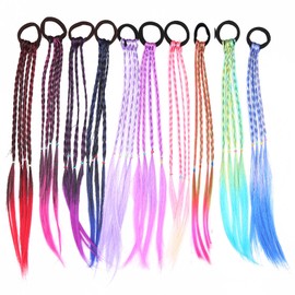 aoozleny Girl Hair Extension Accessories,Rubber Band Elastic Band Hairstyle Colorful Wig Braid Head Rope,10 PCS