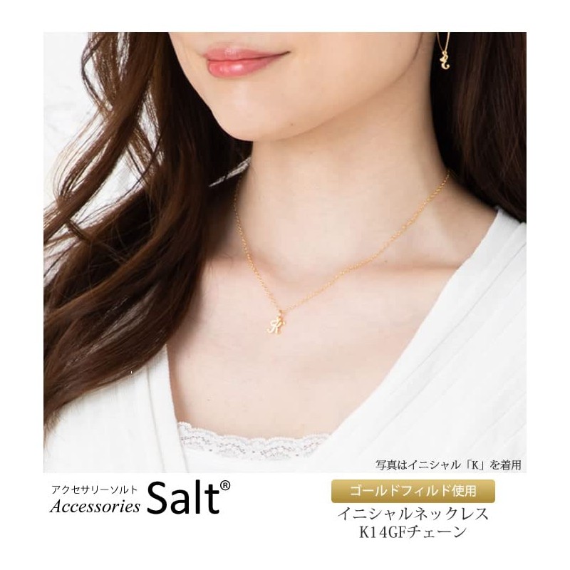 Initial Necklace K14GF Gold Filled Chain Hypoallergenic Alphabet Women's, Small,