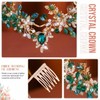 Yean Green Crystal Wedding Headband Baroque Emerald Gold Headpiece Rhinestone
