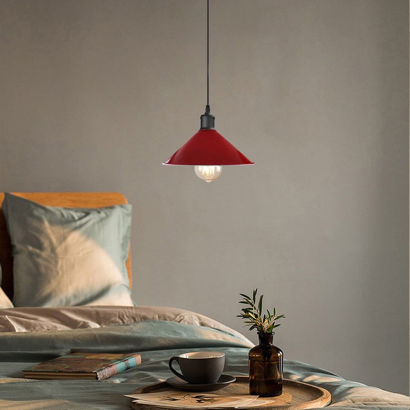 DCVOLTAGE 1 Pcs Modern Ceiling Lamp Shade Red Metal Cone