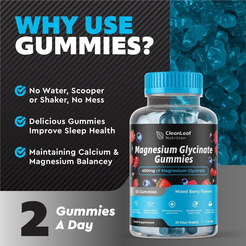 Magnesium Glycinate Gummies - 400mg High Absorption Formula for Sleep,