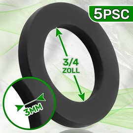 Flat Rubber Seal - Set of 5 - Rubber Seal is for an Inlet Hose with a Thread 3/4 Inch - Warranty 5 Years ONIX TECH
