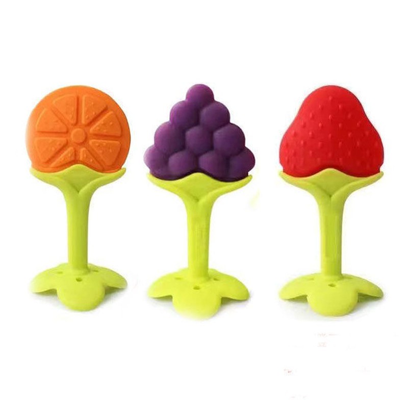 Baby Teething Toys Soothe Gums Silicone Fruit Shape Bright Color