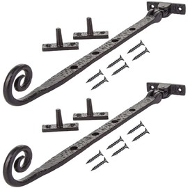 TERF®250mm Heavy Duty Antique Black Window Casement Stay Spoon Style 250mm (10'') Including Fixing Screw - Pack of 2