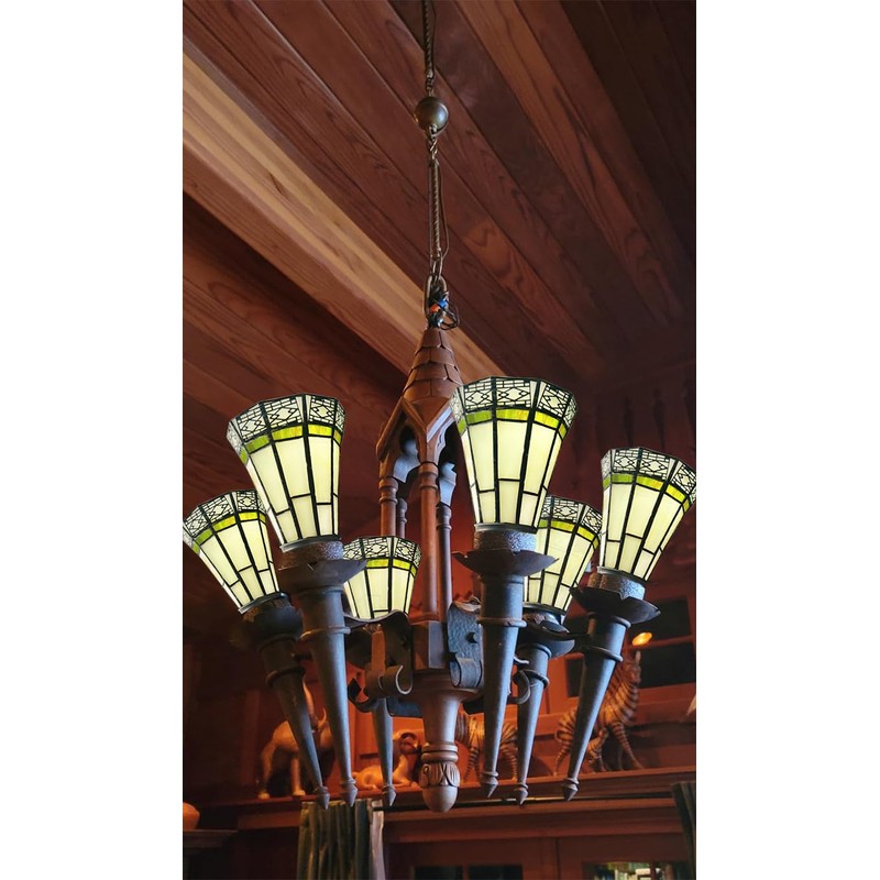 HUIMEIJU Tiffany lampshade replacement. (Off-white) Replacement of fan lamp cover,
