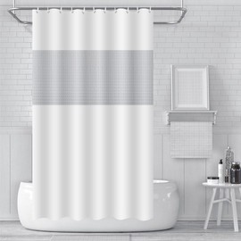 Shower Curtain Mould Proof 180x180cm,ECO Shower Curtain Spliced White PEVA Waterproof Heavy Duty Bathroom Curtains with 3 Magnets,12 Plastic Hooks Quick-Drying Washable Bath Shower Curtain Home Decor