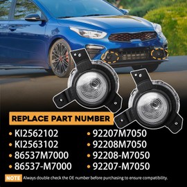 Gaimeila Fog Lights DRL Daytime Running Light Pair Left Right Fit For Kia Forte FE LXS 2019 2020 2021 Replaces 92207-M7050 92207M7050 92208-M7050 92208M7050 86537-M7000 86537M7000 KI2562102 KI2563102