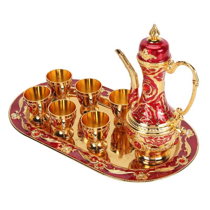 Vintage Coffee Pot Set Retro Metal Pot Tray Set Waterproof