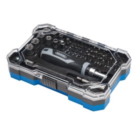 Draper 55pc Soft Grip Ratchet Screwdriver and Bit Set - 13442 - Precision Holder and Bit Set, Magnetic Tips for Quick Change, HI-TORQ sockets (6-13mm)