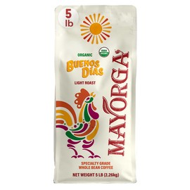 Mayorga Organic Coffee 5lb Buenos Dias - Light Roast Whole Bean Coffee Specialty Grade, 100% Arabica, Slow Roasted, Citrusy and Sweet Flavor with Low Acidity - USDA Organic, Non-GMO, Kosher
