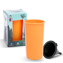 Spit Bud Original Hunter Orange Spittoon For Chewing - Portable Dip & Snuff Cup with Lid, Pop Tab, Spill-Proof Funnel - Fits Most Cup Holders - Holds 8oz, 4x4x7