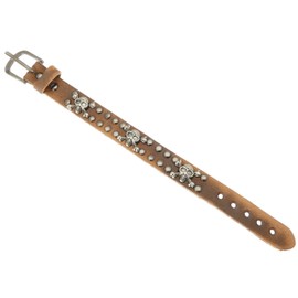 benerini Skull & Crossbones Leather Cuff Wrap Around Gothic Wristband Bracelet With Buckle Fastening - MAXIMUM WRIST SIZE 21 cm