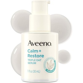 Aveeno Calm + Restore Triple Oat Hydrating Face Serum for Sensitive Skin, Gentle and Lightweight Facial Serum to Smooth and Fortify Skin, Hypoallergenic, Fragrance- and Paraben-Free, 1 fl. Oz