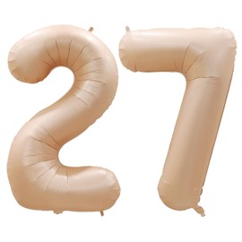 GOER Number 27 Balloons for 27th Birthday Party Decorations,42 Inch Jumbo Foil Helium 72 Balloons for 72nd Birthday Party Decoration (Caramel)