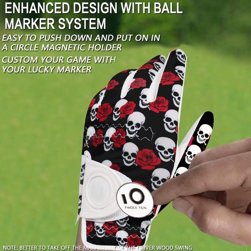 FINGER TEN Men's Golf Gloves Left Right Hand Leather with