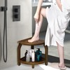 KingPavonini Bamboo Corner Shower Stool for Shaving Legs Foot Rest,