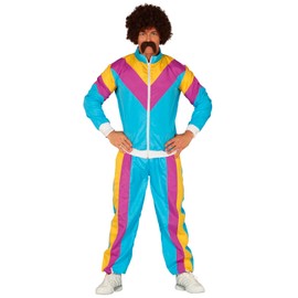 FIESTAS GUIRCA Lustiger Fasching Jogginganzug 80er Jahre Herren - Größe L 52 – 54 - Bunter 80 er Jahre Trainingsanzug Herren - 90er Jahre Outfit Karneval, Bad Taste Outfit, DDR Trainingsanzug