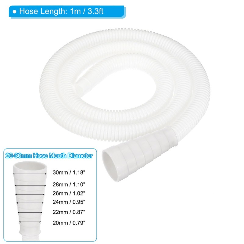 PATIKIL 3.3ft Air Conditioner Drain Hose, 6 Sizes 20-30mm Mouth