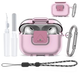Clear Case Compatible with New Bose QuietComfort Earbuds, TPU Shockproof Protective Case for Bose QuietComfort Earphone, Cleaning Pen Set (Transparent Pink)