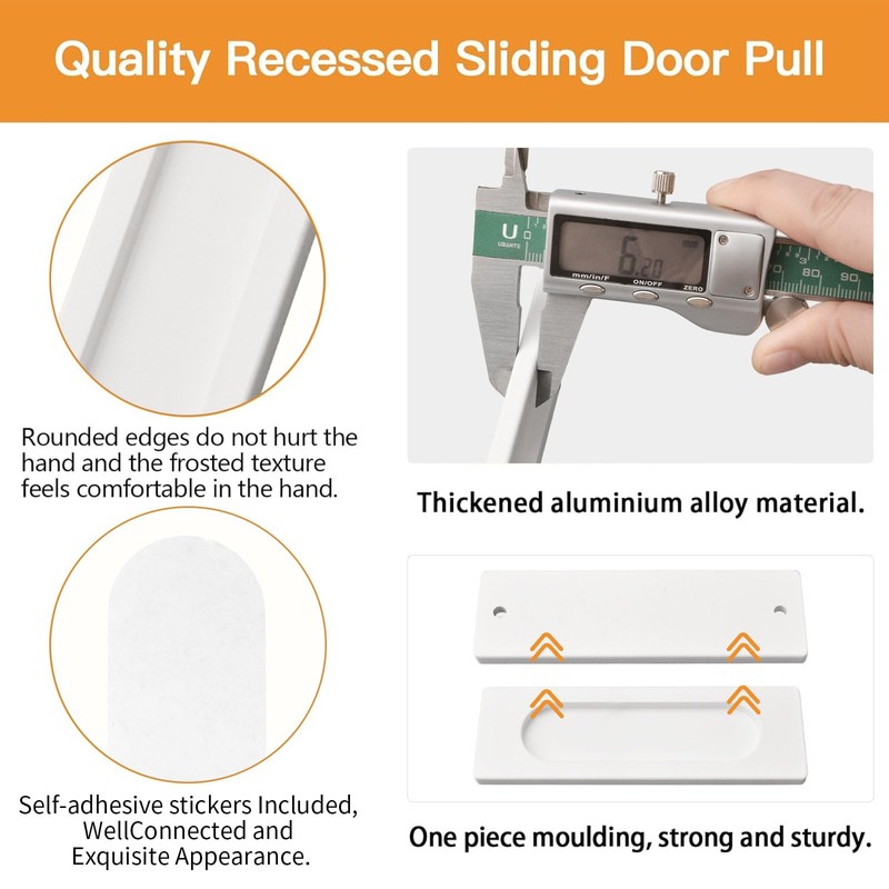 MOROBOR Self-Stick Rectangular Sliding Door Pulls, 2pcs Aluminum Alloy Hidden