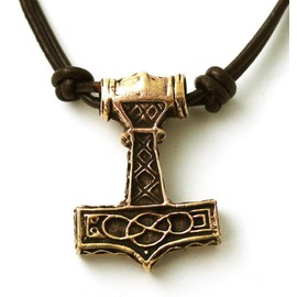 Bronze Celtic Knot Engraved Axe Head Thors Hammer Mjolnir Norse Pendant Necklace Thailand Jewelry (Necklace)