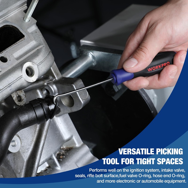 WORKPRO 4-Piece Precision Pick and Hook Set with Pouch, Angled