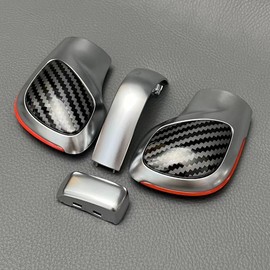 Somivo Carbon Fiber Texture Shift Knob Gear Side Cover with Chrome Parts for VW Golf 6 Golf 7 R GTI Passat B7 B8 CC R20 Jetta MK6 GLI