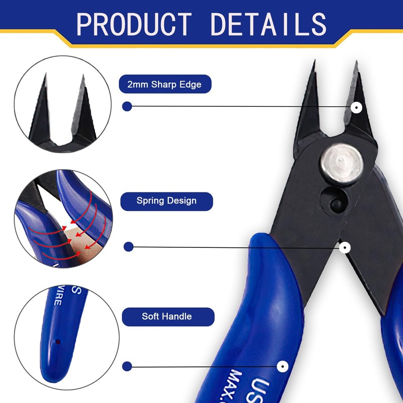2Pcs Cable Wire Cutter, Flush Side Wire Cutters, 3D Printer
