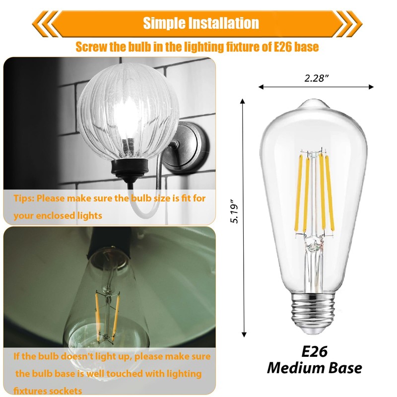 winsaLED 12 Pack 4000K Cool White Dimmable LED Light Bulbs