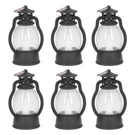 6Pcs Electric Lantern Vintage Lamp Battery Operated Light Home Decoration for Party Black