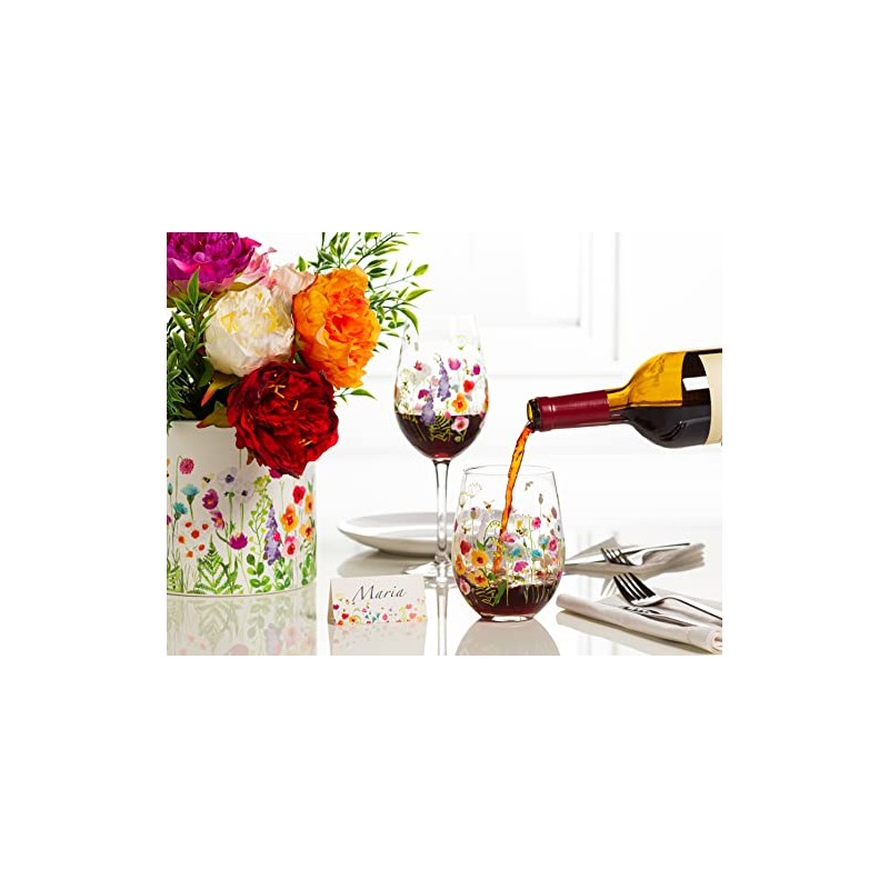 Abbott Collection Bee Garden Stemless Wine Goblet - Glass, Multicolor,