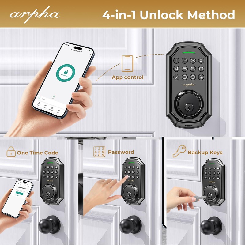 Keyless Entry Door Lock with 2 Door Knobs - App