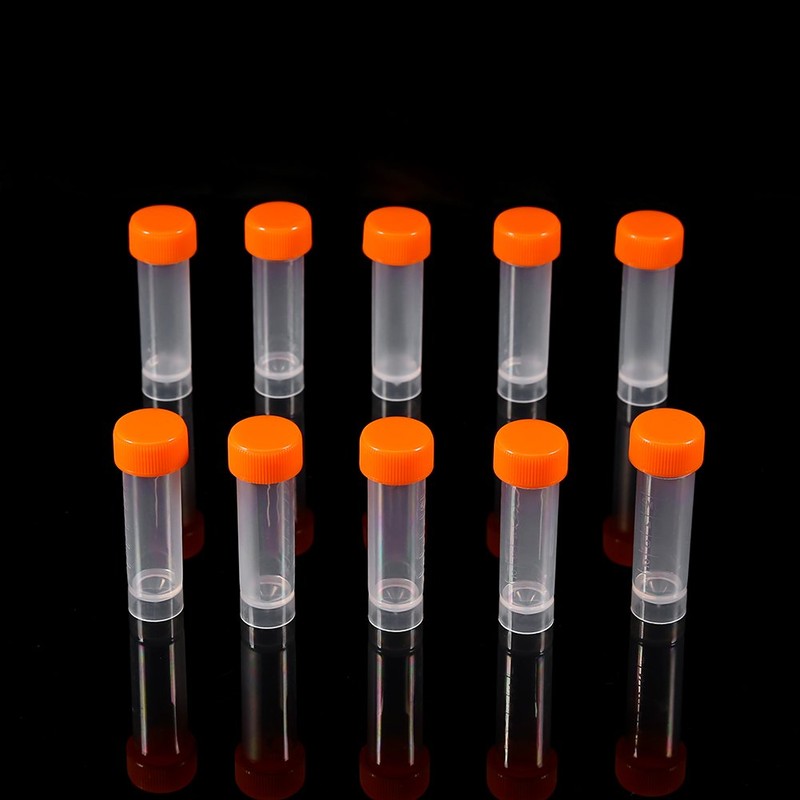 10pcs Plastic Test Tubes 5ML with Lid, Graduated Marks and