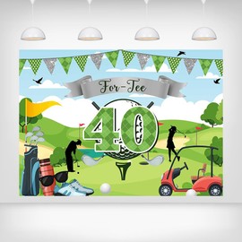 Printspree Golf Themed 40th Birthday Backdrop - 7x5ft for-Tee 40 Celebration Banner Golf Lovers' Milestone Birthdays Party Decorations Photo Booths