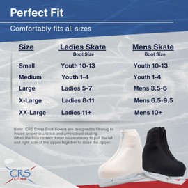 CRS Cross Thermal Ice Skate Boot Covers. Insulated Warm Neoprene Thermal Covers for Ice Skating, Roller, Hockey and Figure Skates. (White, Small)
