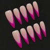 GREENTEA Handmade Long Stiletto Press-On Nails, Pink V-Shape French Tips,