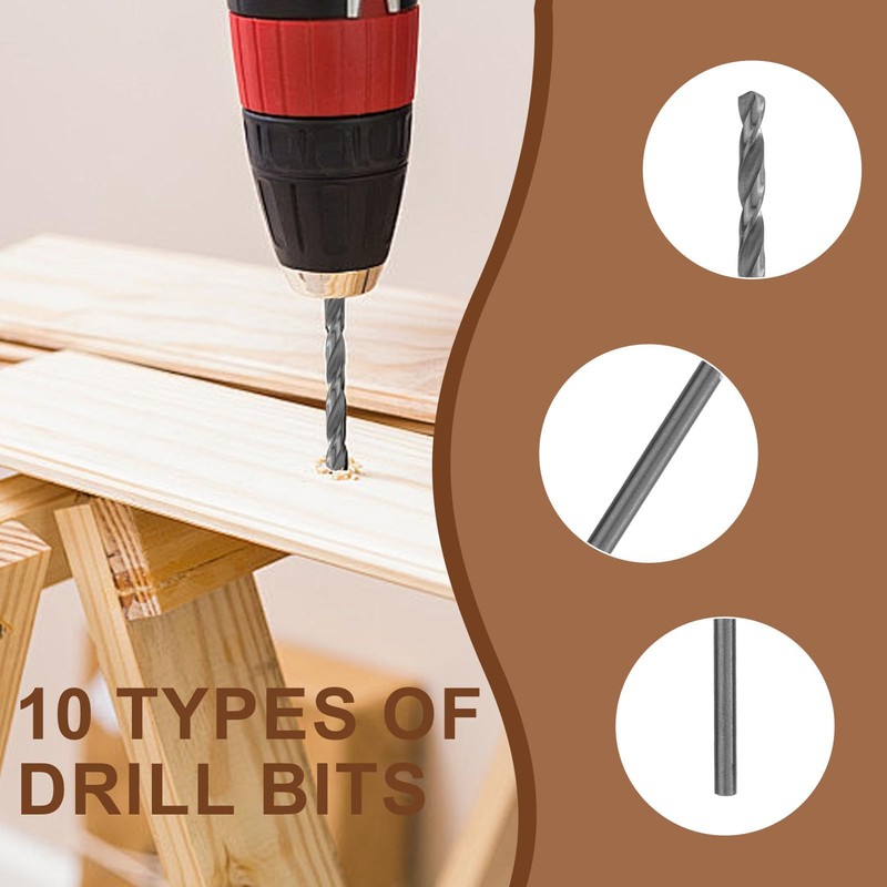 10 Pieces High-Speed Steel Drill Bit Set for Precise Drilling,
