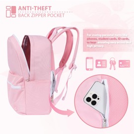 TRAILKICKER Backpack for School, Basic Bookbag 22L for Women Girls Teens Middle School College, Durable Lightweight School Backpack with Drawstring Bag, 15 inch Laptop Compartment, Pink