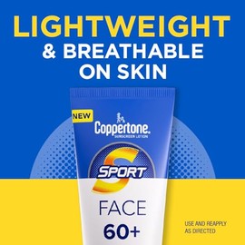 Coppertone Coppertone Sport Face Sunscreen Lotion SPF 60+, Water Resistant Sunscreen, Broad Spectrum SPF 60+ Sunscreen, 2.5 Fl Oz Tube