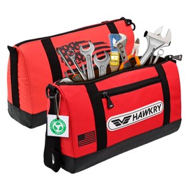 HAWKRY Oxford Tool Bag – Red Utility Pouch for DIY, Crafts, Fishing, Home Projects & Travel | Water-Resistant Zippered Storage Bag with Reinforced PVC Base Gear Organizer Sports Use