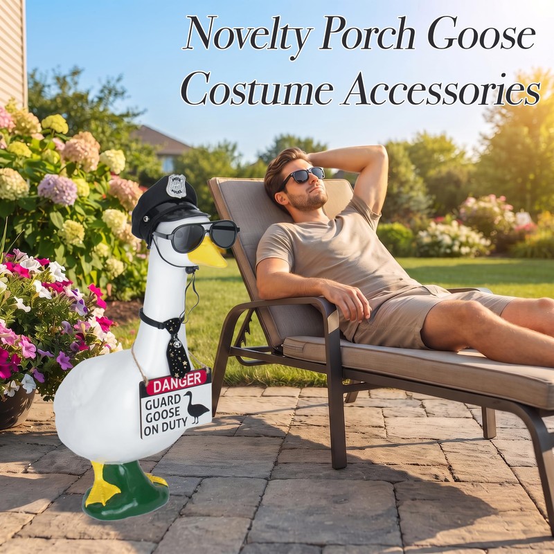 4Pcs Porch Goose Outfit Police - Funny Lawn Goose Costume