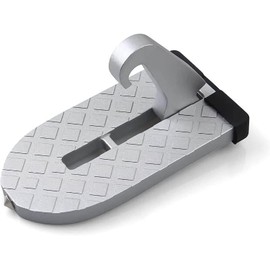 Car Doorstep Foot Pegs Car Pedal Doorstep, Universal U Shaped Hook Pedal, Multifunctional with Safety Hammer Car Doorstep Vehicle Folding Ladder for SUV, RV, Off-Road Vehicle (T-Silver)