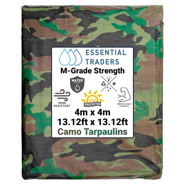 Premium Camouflage Heavy Duty Tarpaulin, 90gsm Waterproof Cover Ground Sheet