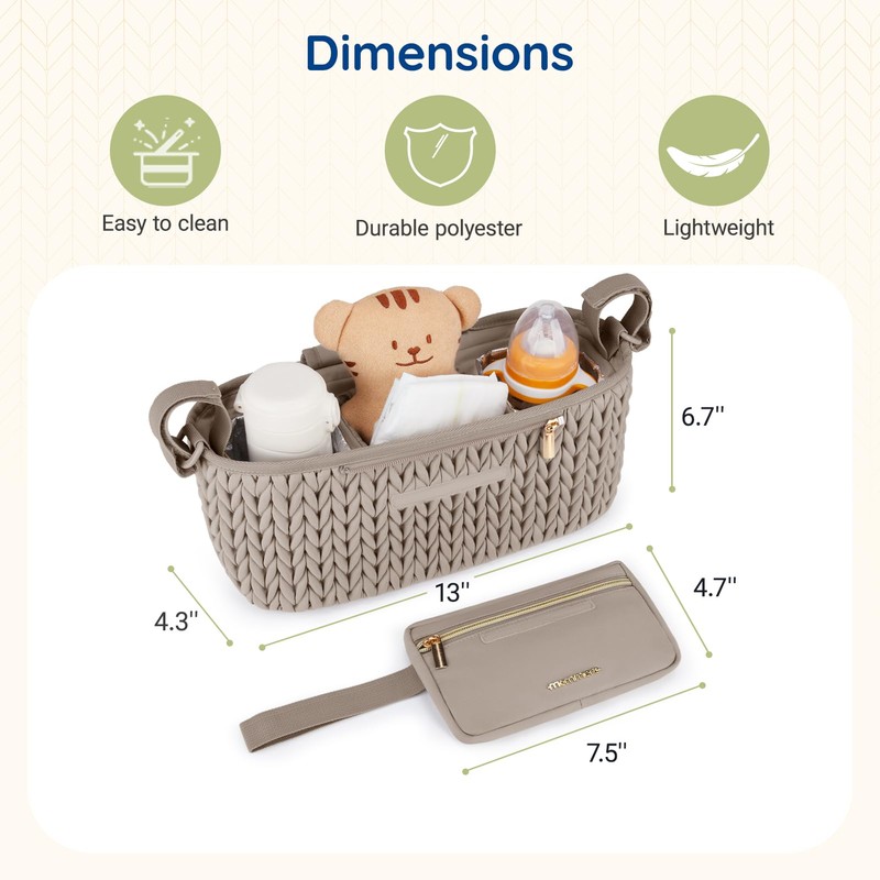 mommore Stroller Organizer with Insulated Cup Holders, Adjustable Stroller Caddy