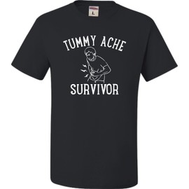 Medium Black Mens Tummy Ache Survivor Funny T-Shirt