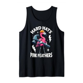 Hard Hats Pink Feather Building Dream Construction Flamingo Tank Top