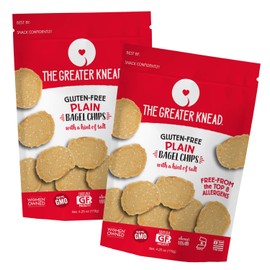 Greater Knead Gluten Free Bagel Chips - Plain, Vegan, non-GMO, Free of Wheat, Nuts, Soy, Peanuts, Tree Nuts (2 Bags)