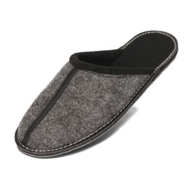 BeComfy Men's Felt Slippers Felt Sole Very Light Grey Black 40 41 42 43 44 45 46 EU, grey black