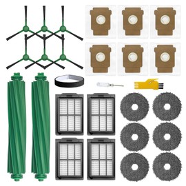 aoteng Replacement Parts for iRobot Roomba Plus 405 Combo / 505 Combo Robot Vacuum Cleaner 25 Packs 2 Main Brushes, 4 Filters, 6 Side Brushes, 6 Mop Cloths, 6 Bags, 1 Bumper Stripe