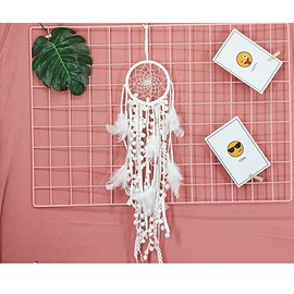 SO CAL PRO Dream Catcher Feather Pendant Wall Hanging for Car Home Girls Kids Nursery Mobile Bedroom Decoration Decor Many Styles and Colors to Choose from (White)